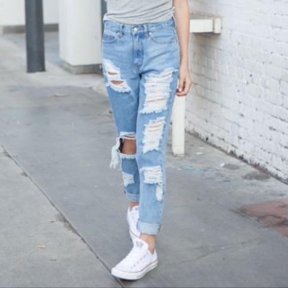 Brandy Melville Denim - Small Brandy Melville Destroyed Boyfriend Jeans